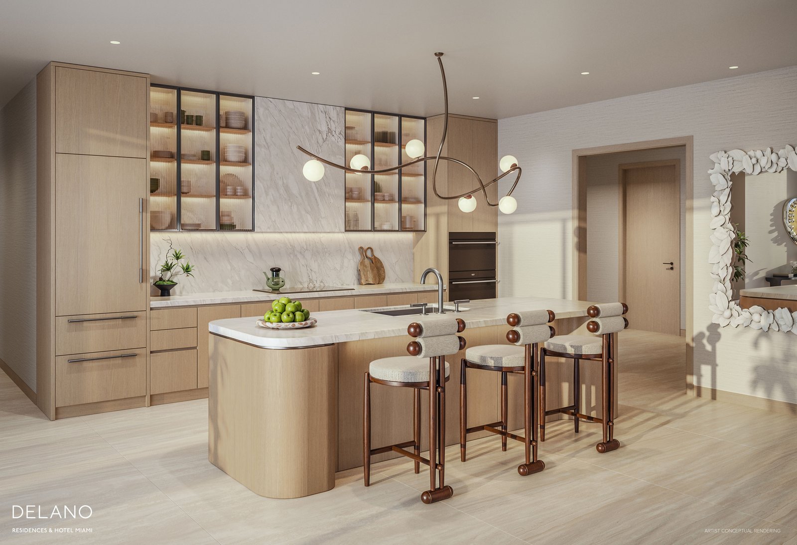 Delano Residences kitchen — Italkraft cabinetry with Sub-Zero and Wolf appliances designed by Meyer Davis