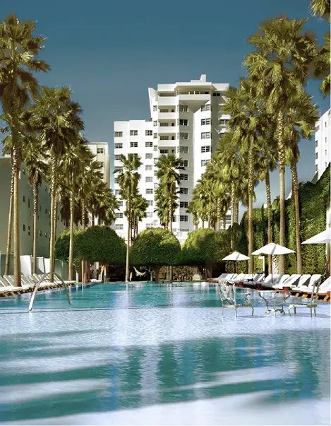 The original Delano Hotel Miami Beach — the iconic pool that defined South Beach glamour from 1947