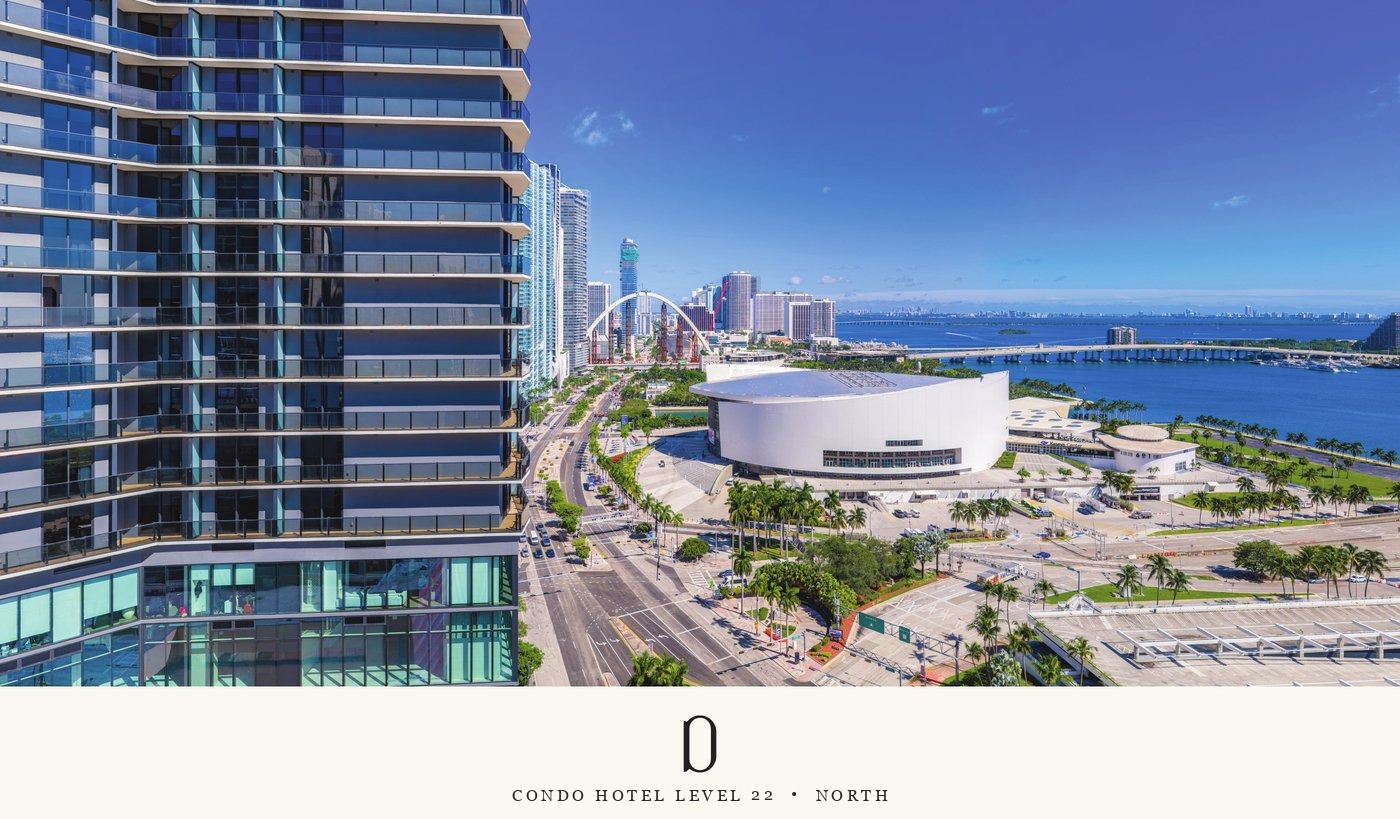Simulated view from Delano Residences level 22 looking north along Biscayne Bay toward Edgewater