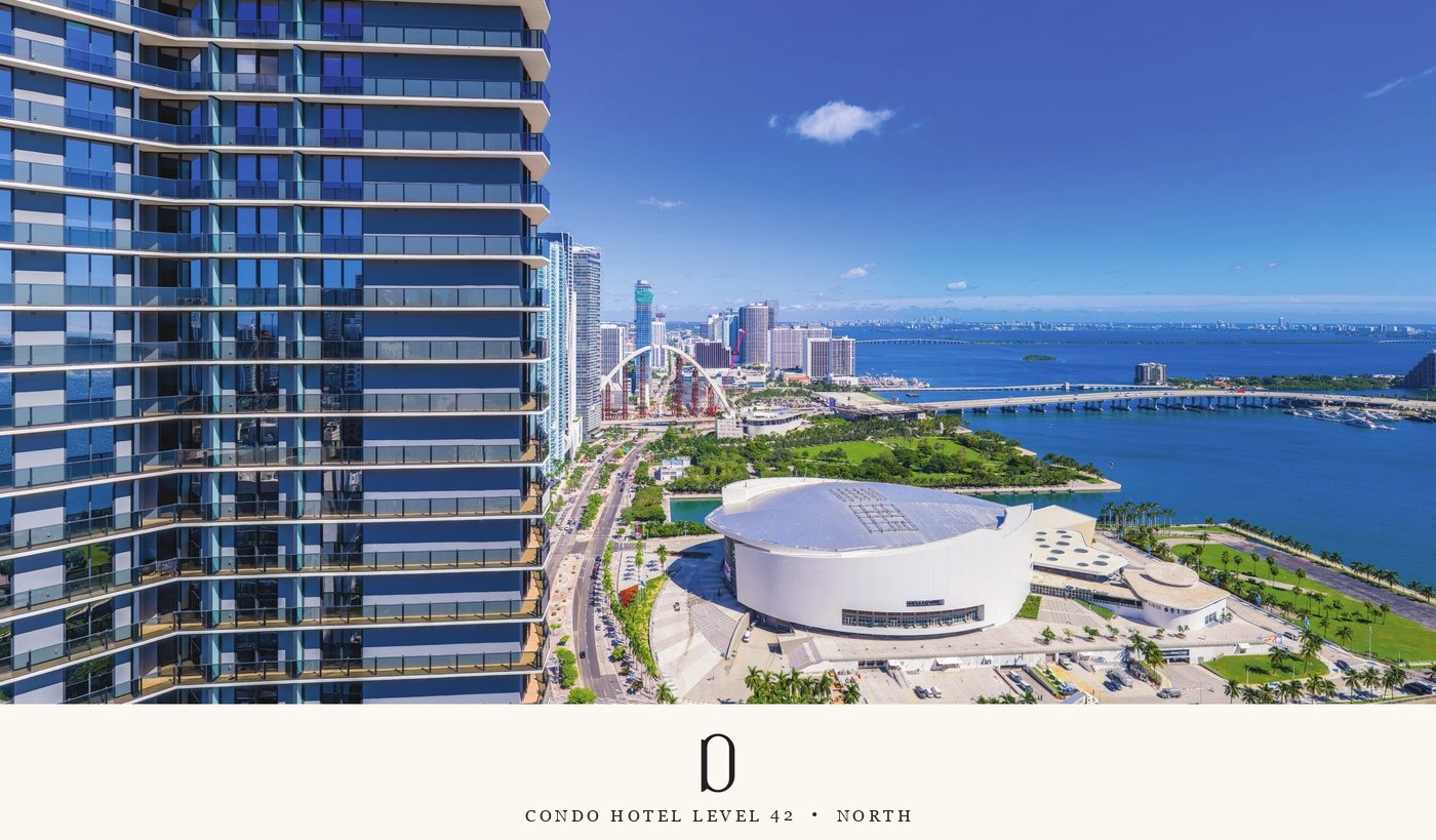 Simulated view from Delano Residences level 42 looking north along Biscayne Bay
