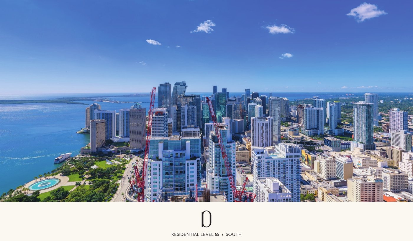 Simulated view from Delano Residences level 65 looking south toward Key Biscayne and the Florida Keys