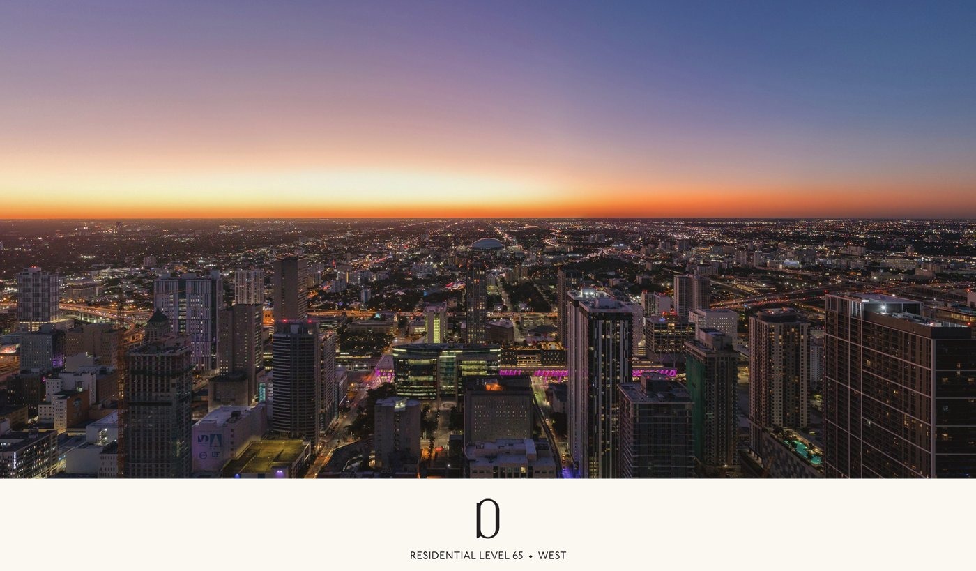 Simulated view from Delano Residences level 65 looking west over Miami and the Everglades